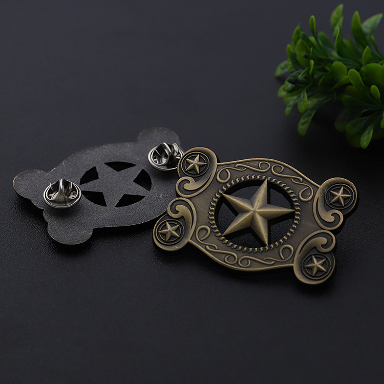 Die Struck Metal Antique Bronze 3D Star Pins