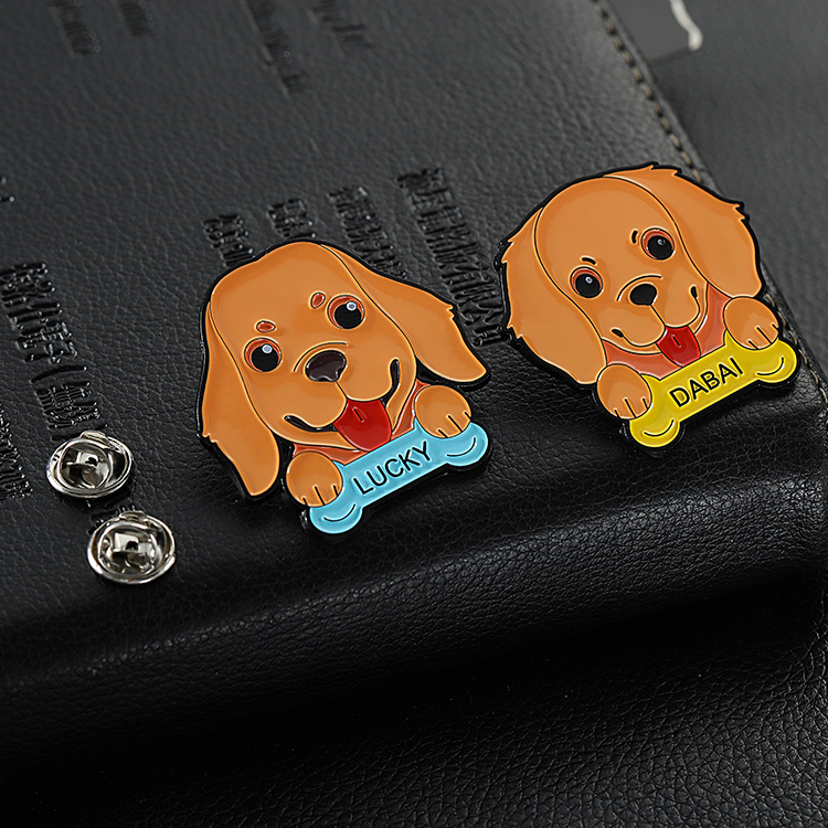 Metal Customized Gold Enamel Lucky Dog Pin