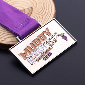 Square Metal Silver Muddy Running Medal for for Charity