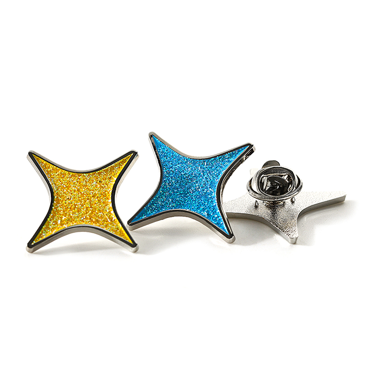 Custom Metal Silver Soft Enamel Glitter Star Pin