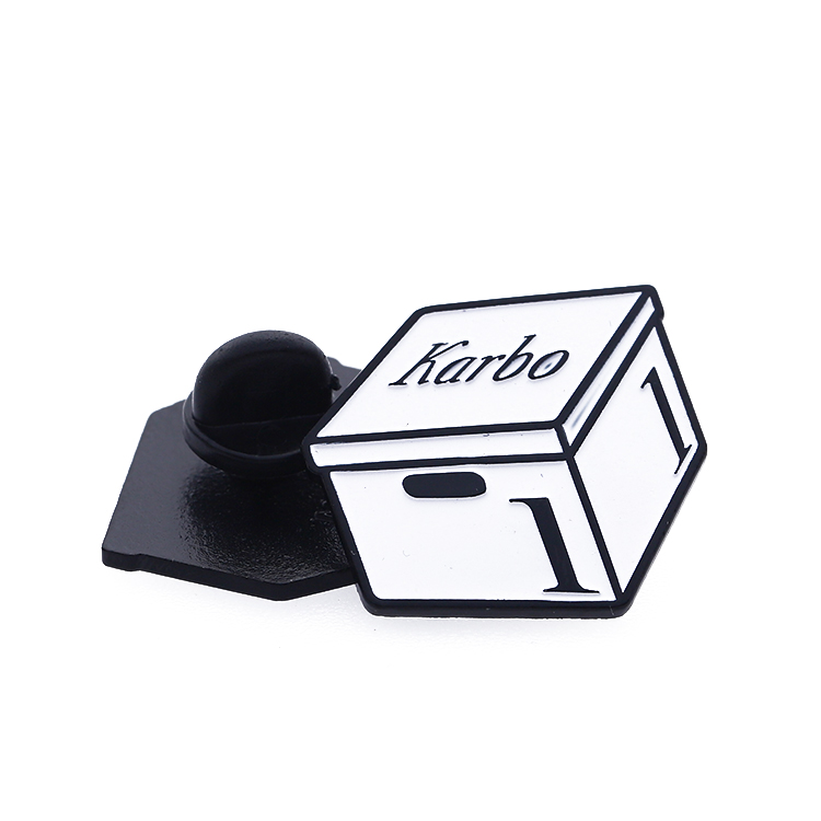 Personalized Metal Black And White Hexagon Pin