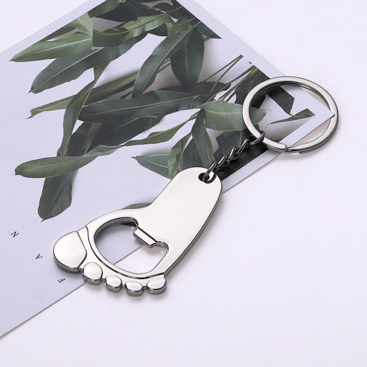 Metal Zinc Alloy Blank Foot Print Bottle Opener Keychain
