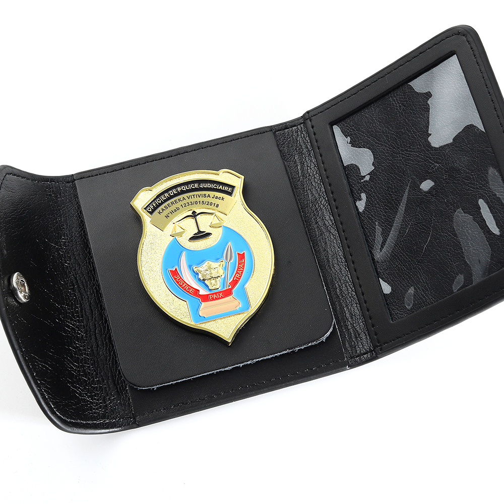 Custom Metal Gold 3D Security Badge With Wallet