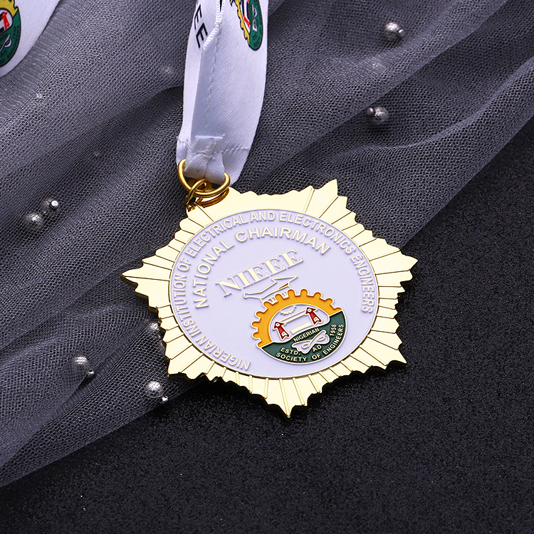 Professional Zinc Alloy Gold Medal for Nigeria with Ribbon