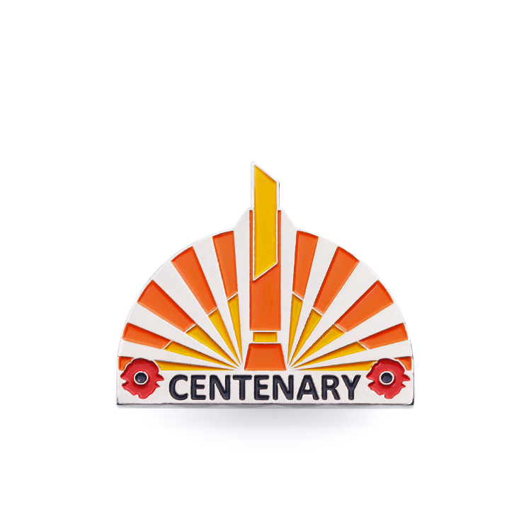Metal Custom Designed Silver Soft Enamel Centenary Pin