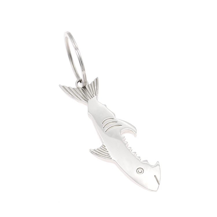 Metal Zinc Alloy Blank Shark Bottle Opener Keychain