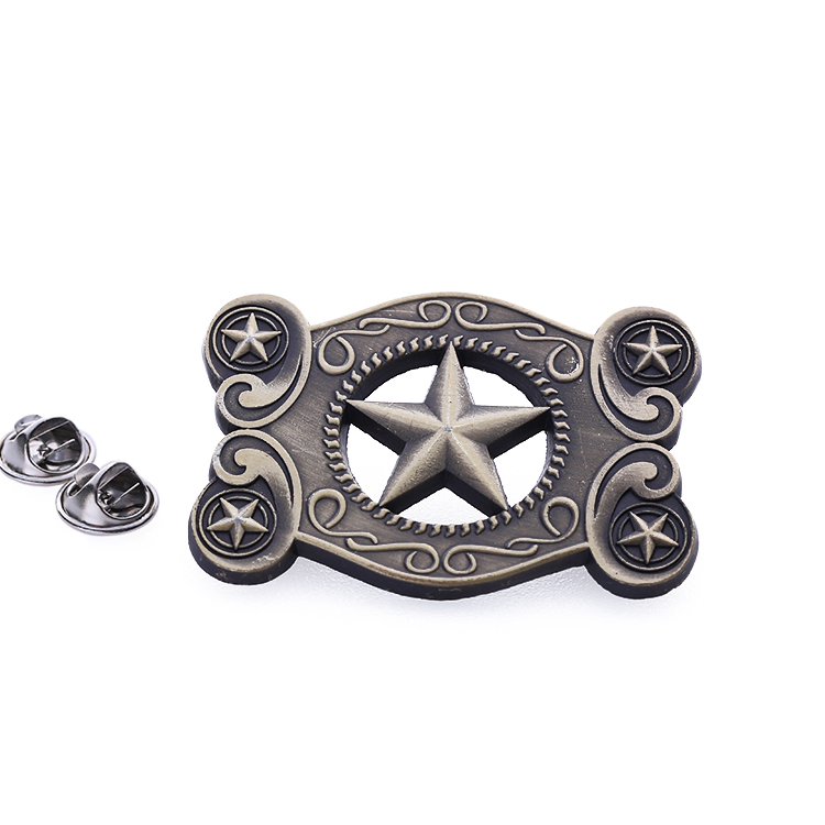 Die Struck Metal Antique Bronze 3D Star Pins