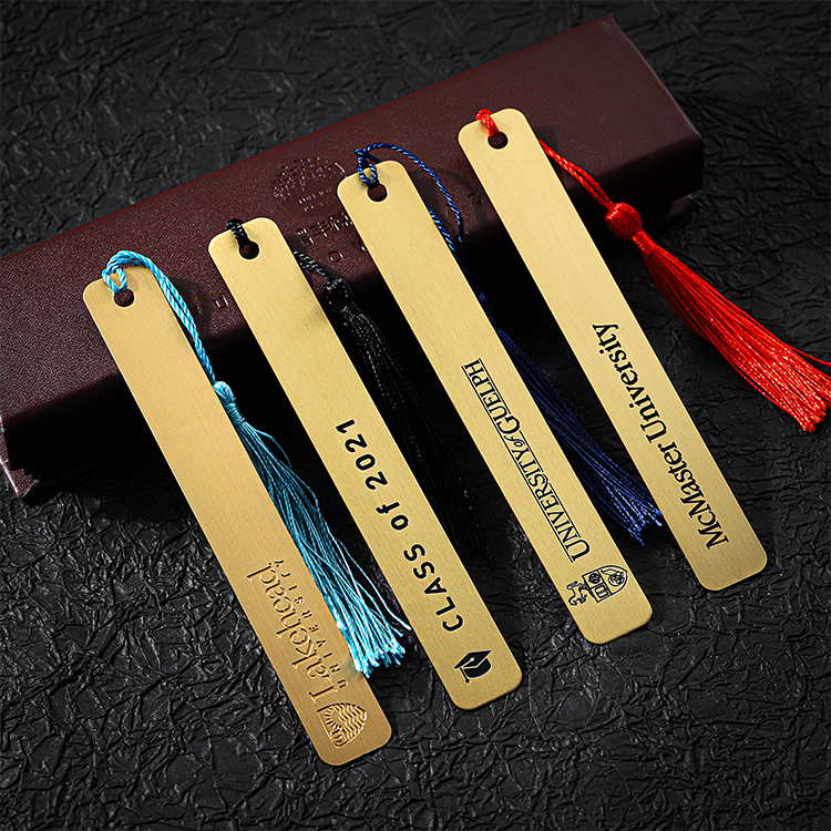 Customized Standard Size Cool Brass Bookmark with Tassel