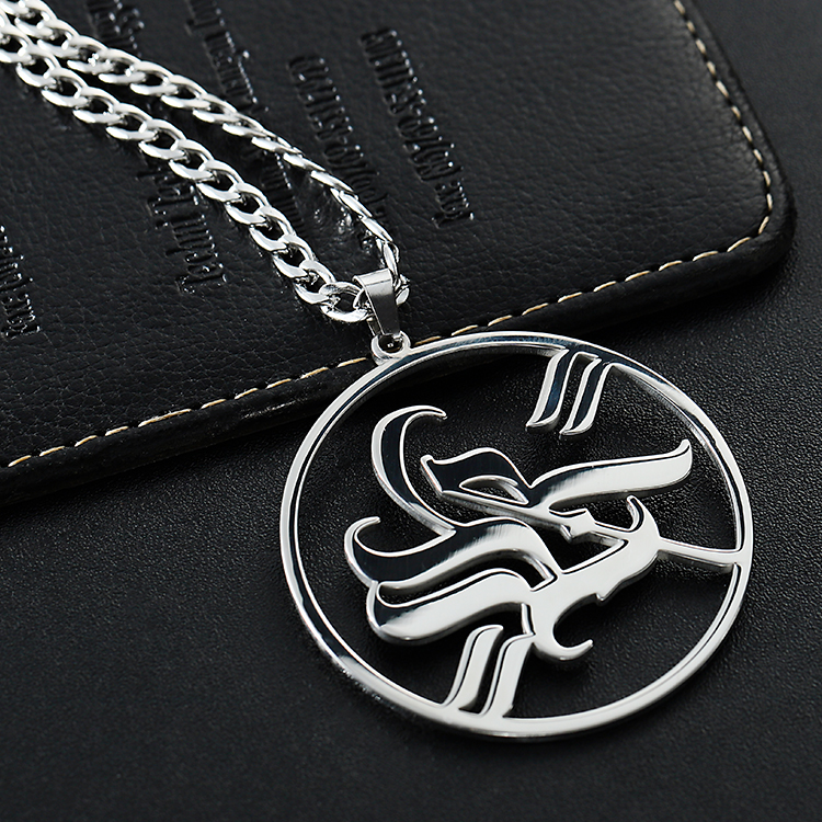 Custom Metal Steel Silver Logo Necklace for Clothing