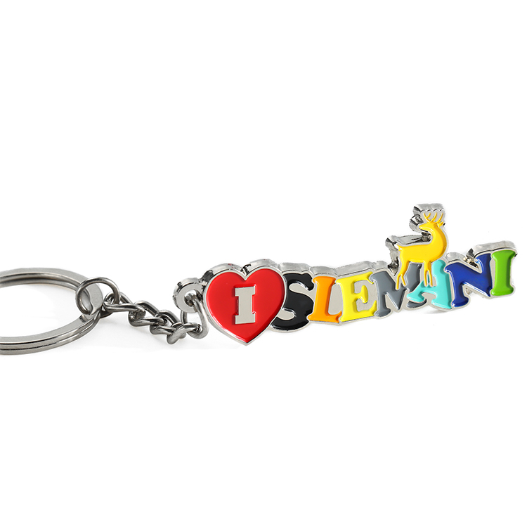 Candy Colour Custom Heart Metal Letter Keychain for Gift