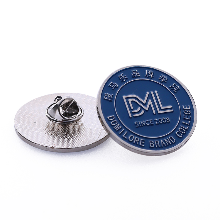 Custom Soft Enamel Silver Round School Pin