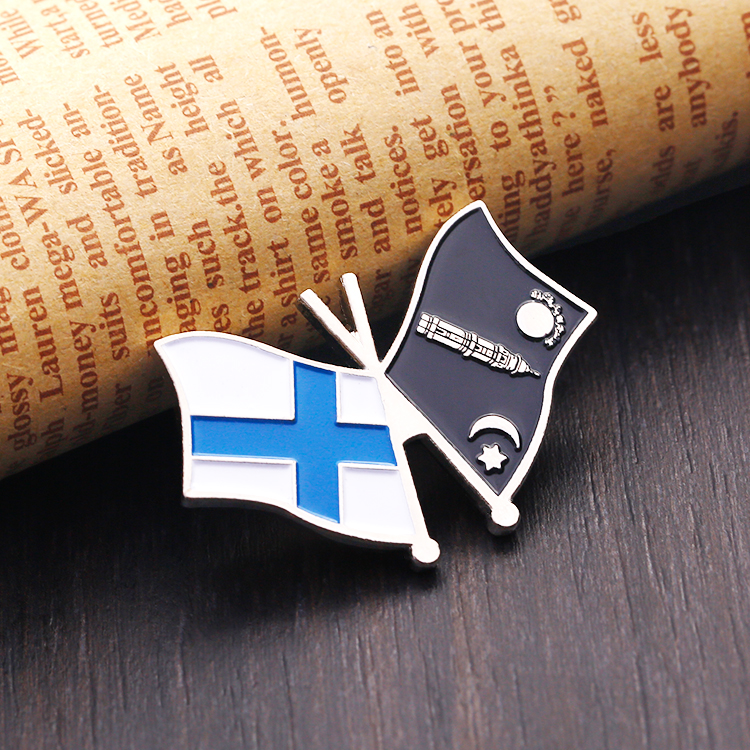 Metal Custom Designed Silver Finland Flag Pin