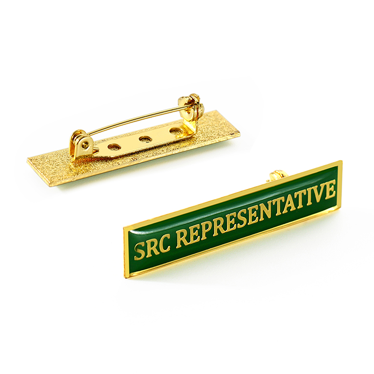 Custom Metal Gold Epoxy Name Badge with Brooch