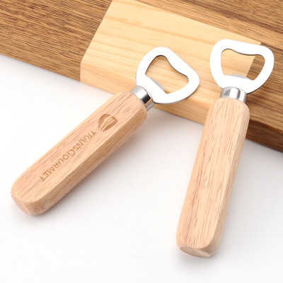 Fast Shipping Customized Wooden Handle Bottle Opener with Metal Head for Beer